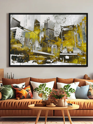 Yellow abstract Building Canvas Painting