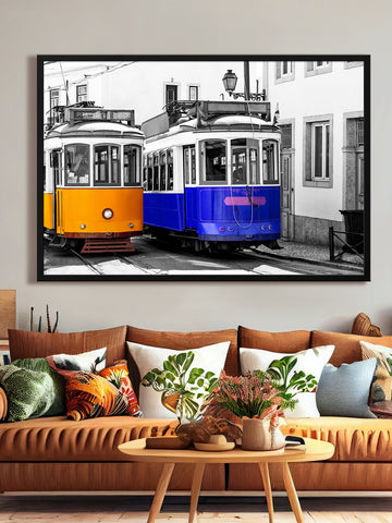 Modern City and Train canvas Painting
