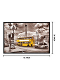 Yellow Bus and road View Canvas Painting