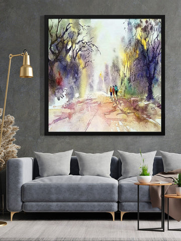 999Store abstract tree with men walk modern art canvas painting for wall décor