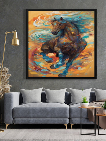 999Store abstract running horse modern art canvas wall painting for bedroom