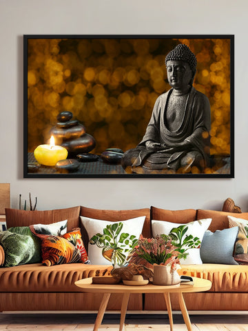 Brown& Grey Buddha   Canvas Painting