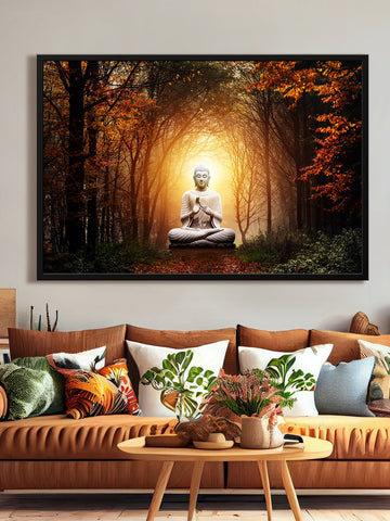 BrownTree and Buddha Canvas Painting 