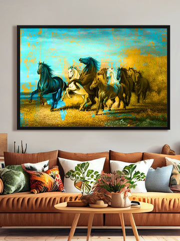 Yellow Running Horse Canvas Painting