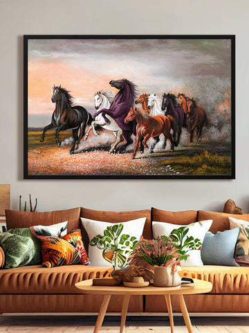 Brown Running Horse Canvas Painting