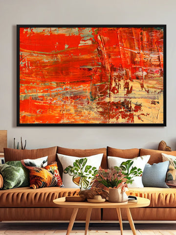 abstract Red Canvas Painting